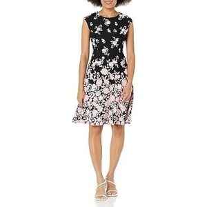 NWT London Times Sleeveless Floral Sheath Mini Dress Womens Black Pink Size 8